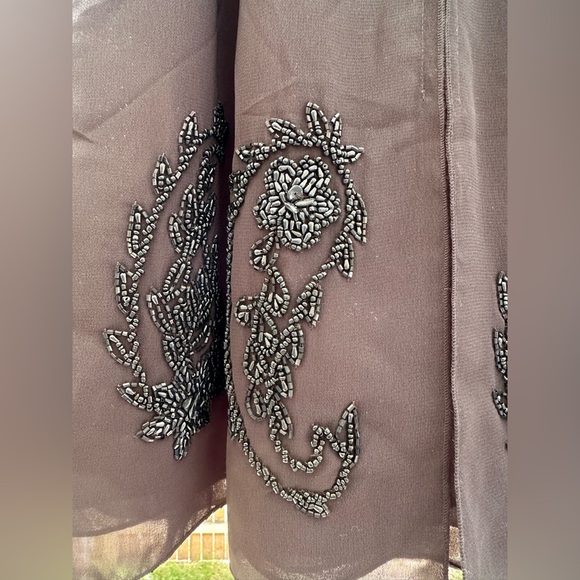 Ario NWT Black Paisley Beaded Embellished Lined Knee Length Skirt Large Holiday - Picture 7 of 16